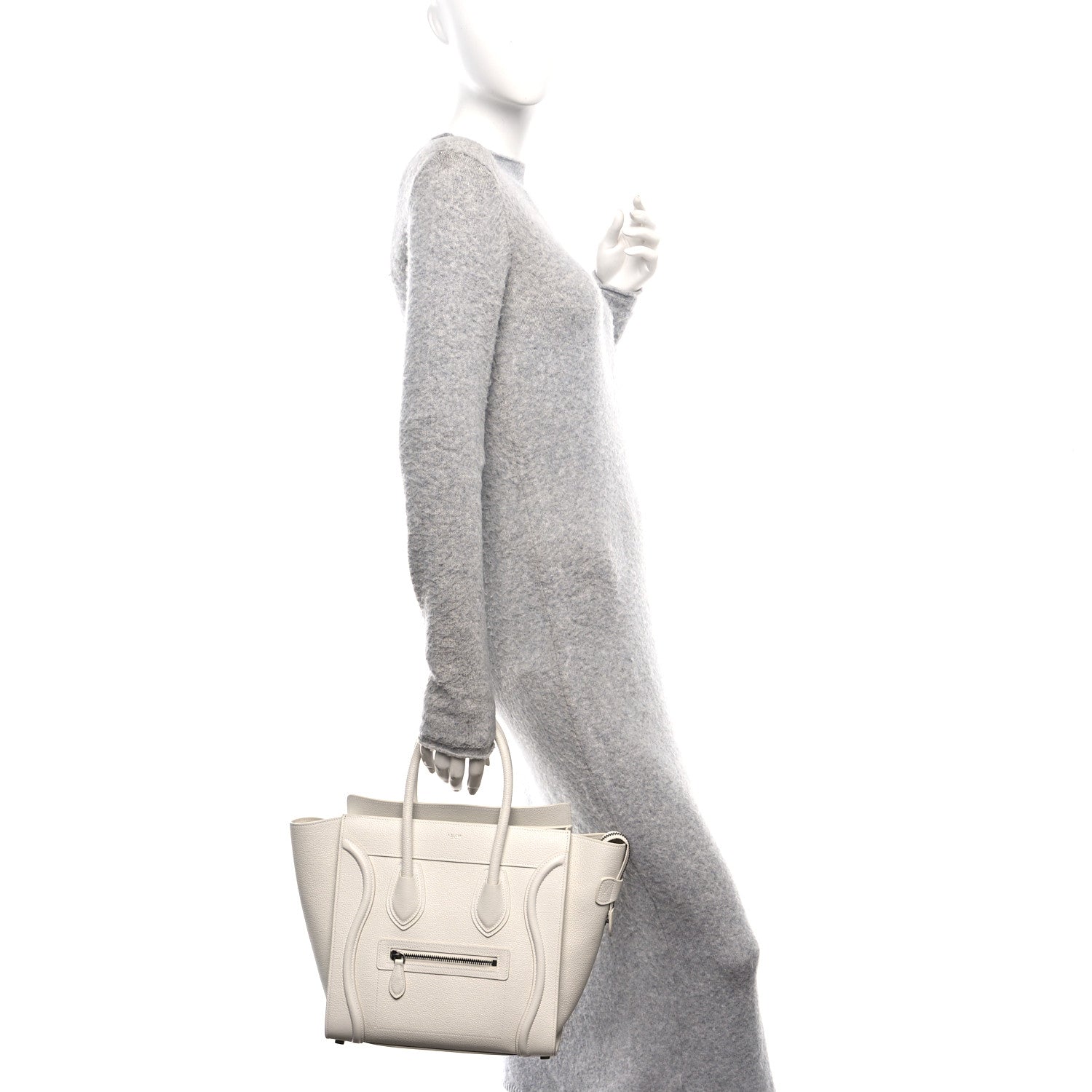 Celine Drummed Calfskin Micro Luggage White 2 of 10