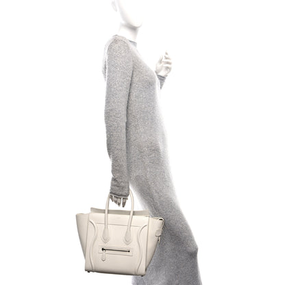 Celine Drummed Calfskin Micro Luggage White 2 of 10