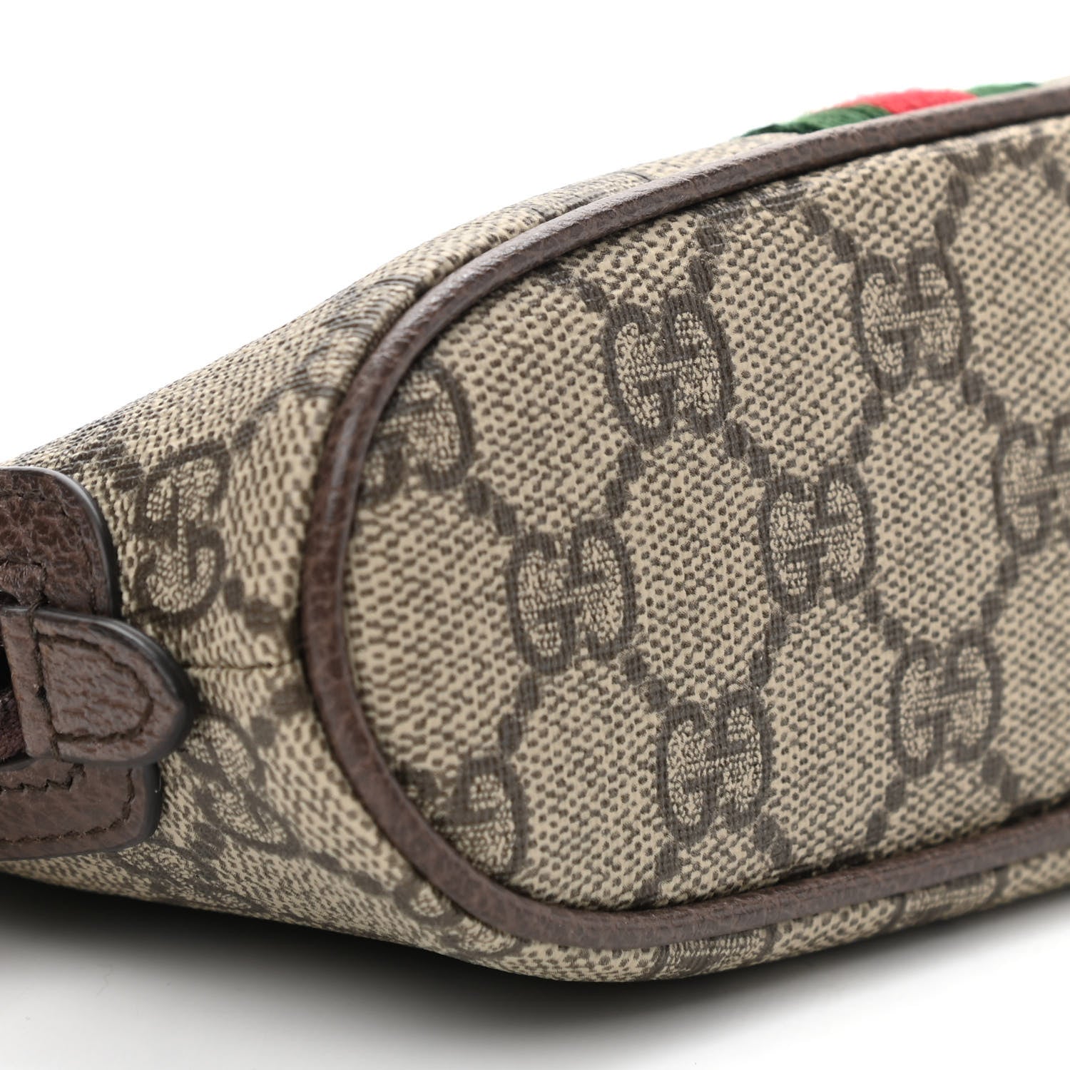 Gucci GG Supreme Monogram Textured Calfskin Web Medium Ophidia Cosmetic Case Beige Ebony New Acero 7 of 8