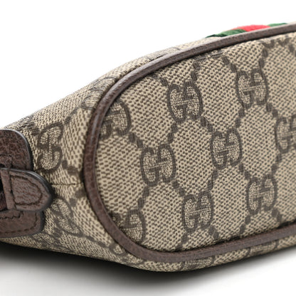 Gucci GG Supreme Monogram Textured Calfskin Web Medium Ophidia Cosmetic Case Beige Ebony New Acero 7 of 8