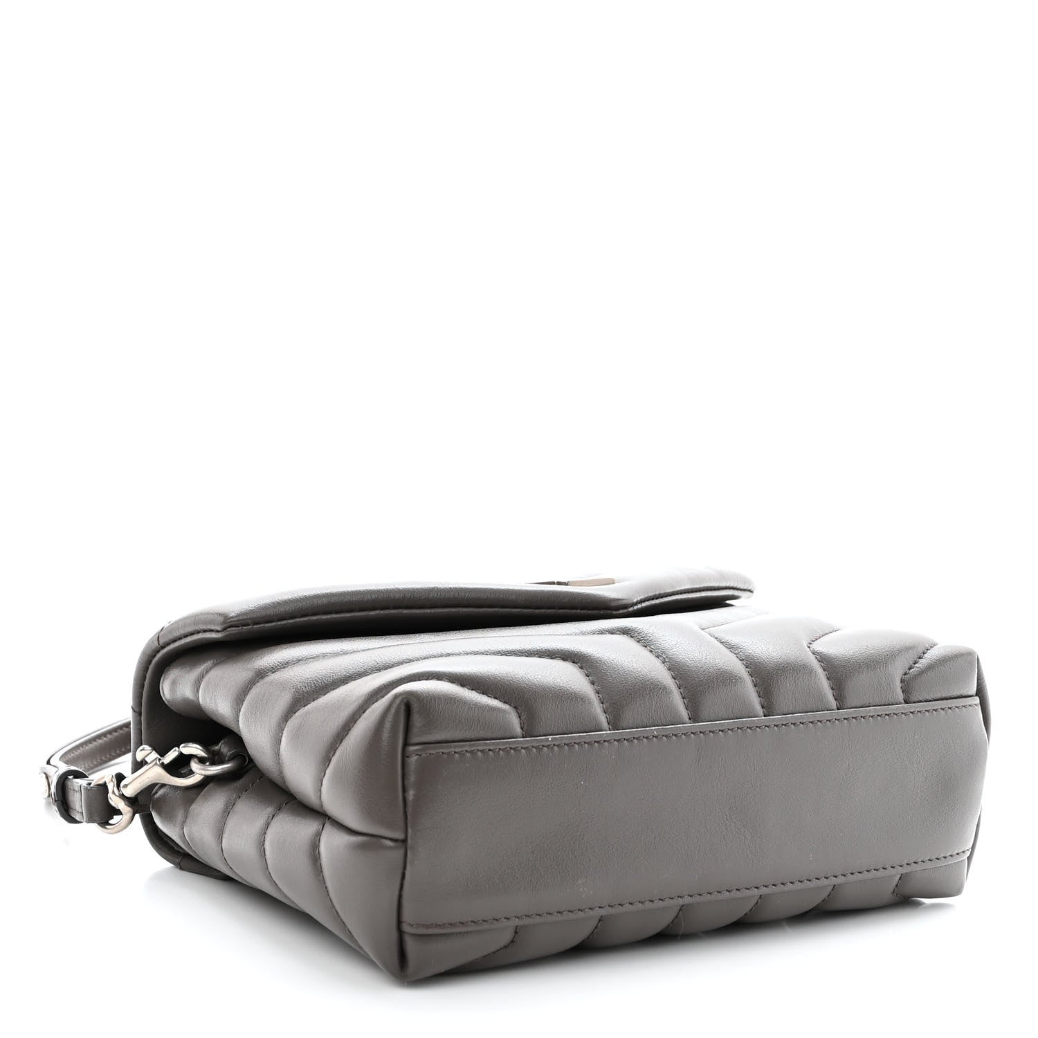 Saint Laurent Calfskin Y Quilted Monogram Toy Loulou Crossbody Bag Grey Kaki 4 of 10