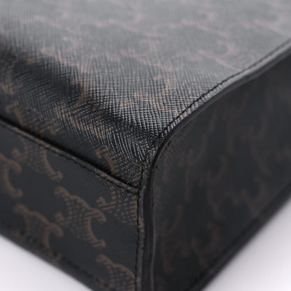 Celine Triomphe Canvas Calfskin Paris Print Small Vertical Cabas Tan 8 of 13