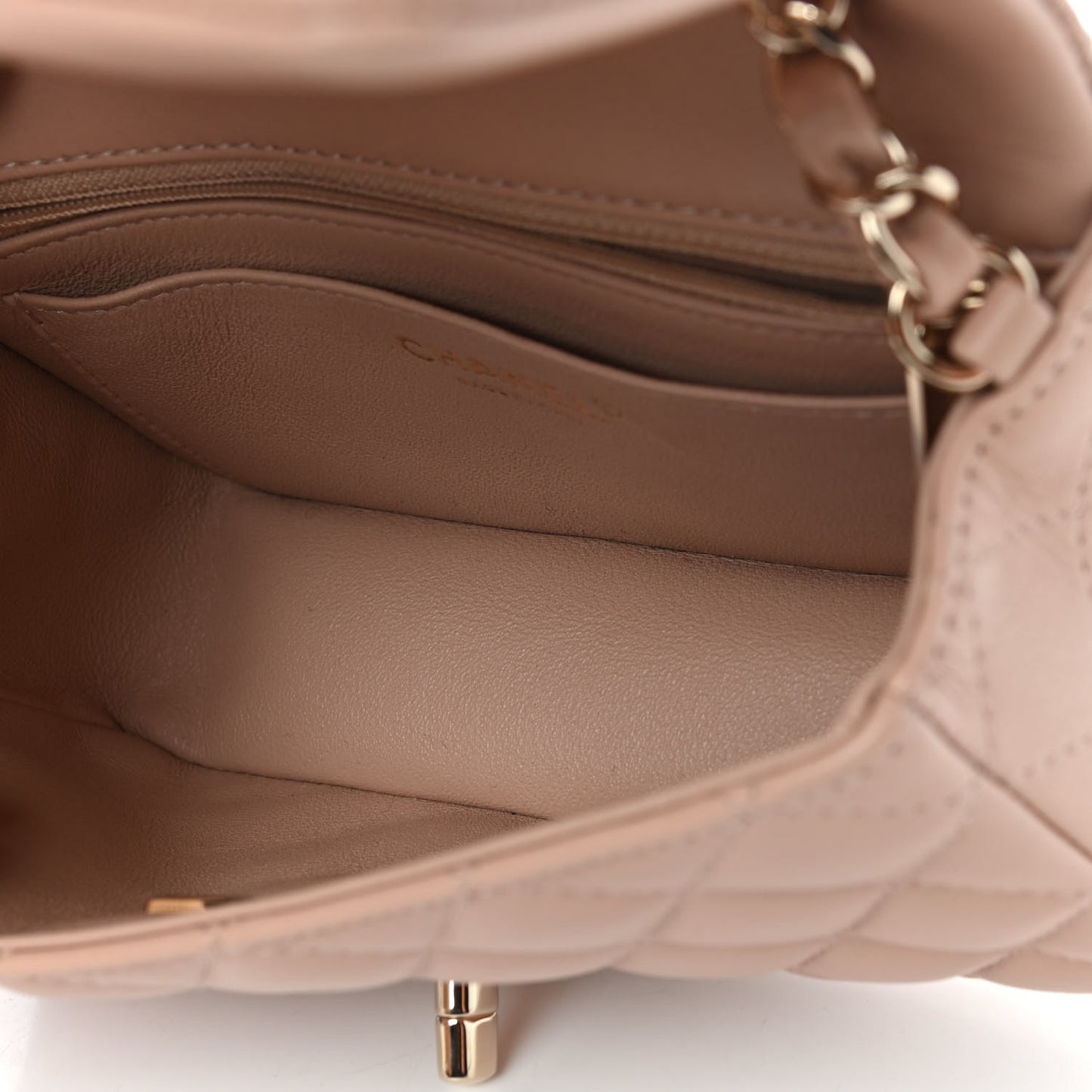 Lambskin Quilted Mini Rectangular Flap Beige