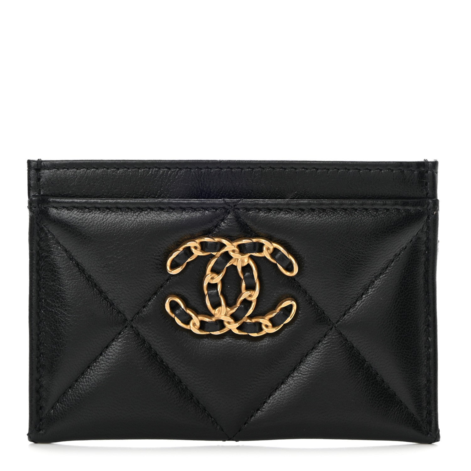 Chanel Lambskin Quilted Chanel 19 Card Holder Black 1 of 7