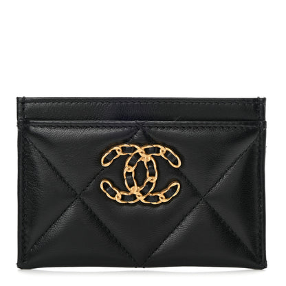 Chanel Lambskin Quilted Chanel 19 Card Holder Black 1 of 7