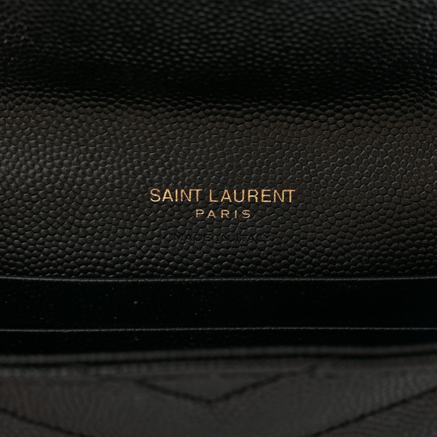 Saint Laurent Grain De Poudre Matelasse Chevron Small Monogram Envelope Wallet Black 6 of 10
