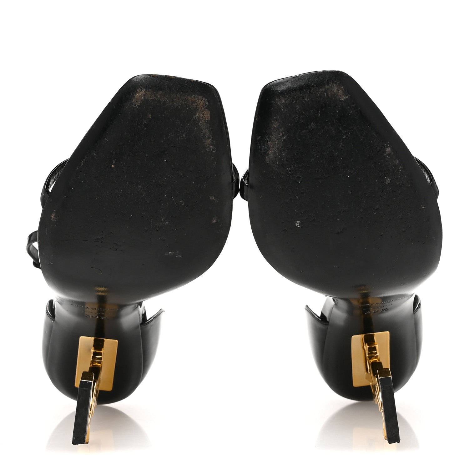 Saint Laurent Patent Calfskin Opyum 110 Sandals 39.5 Black Gold 6 of 8