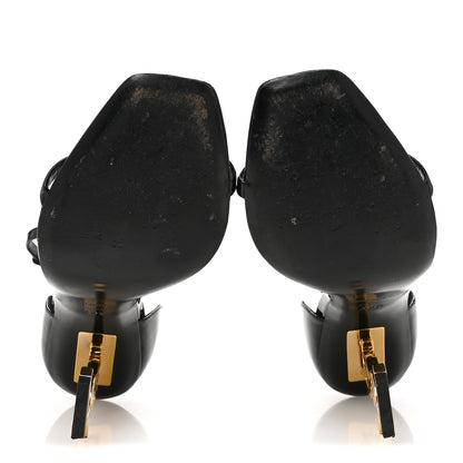 Saint Laurent Patent Calfskin Opyum 110 Sandals 39.5 Black Gold 6 of 8