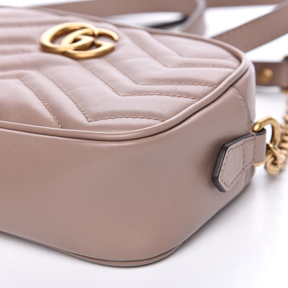 Gucci Calfskin Matelasse Mini GG Marmont Chain Shoulder Bag Porcelain Rose 9 of 11