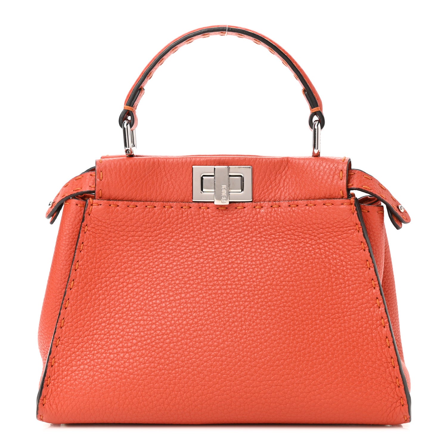 Fendi Cuoio Romano Selleria Mini Peekaboo Iconic Satchel Dark Orange 3 of 21
