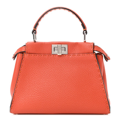 Fendi Cuoio Romano Selleria Mini Peekaboo Iconic Satchel Dark Orange 3 of 21