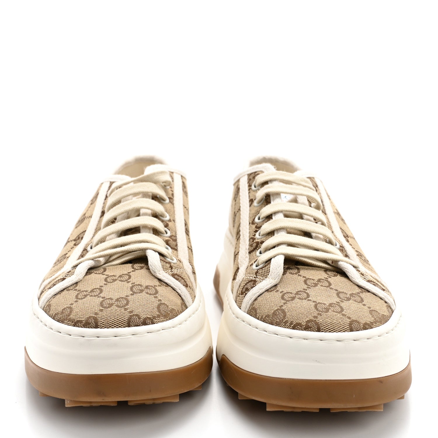 Gucci GG Monogram Mens 1977 Tennis Platform 52mm Sneakers 8 Beige Ebony Mystic White 2 of 11