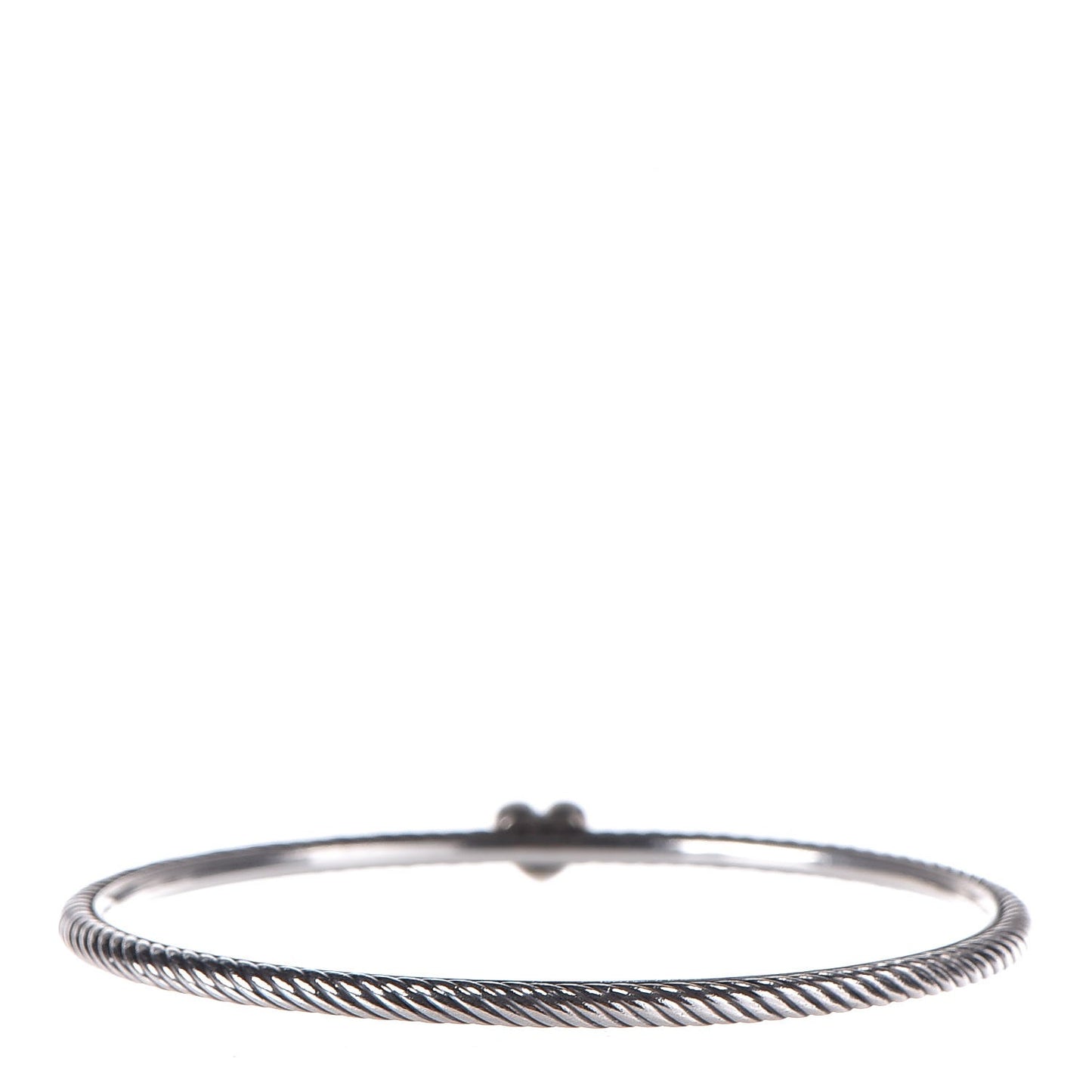Sterling Silver Diamond 3mm Heart Cable Bangle