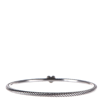 David Yurman Sterling Silver Diamond 3mm Heart Cable Bangle 3 of 5