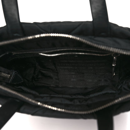Prada Re-Nylon Nappa Triangle Quilted Padded Double Handled Zip Pocket Tote Black 4 of 9