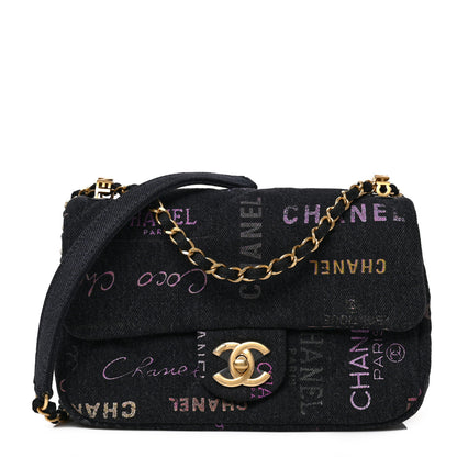 Chanel Denim Quilted Denim Mood Mini Rectangular Flap Black Multicolor 1 of 9