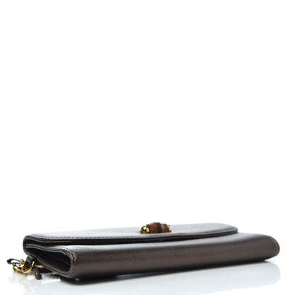 Gucci Metallic Pebbled Calfskin Bamboo Wristlet Brown 4 of 7