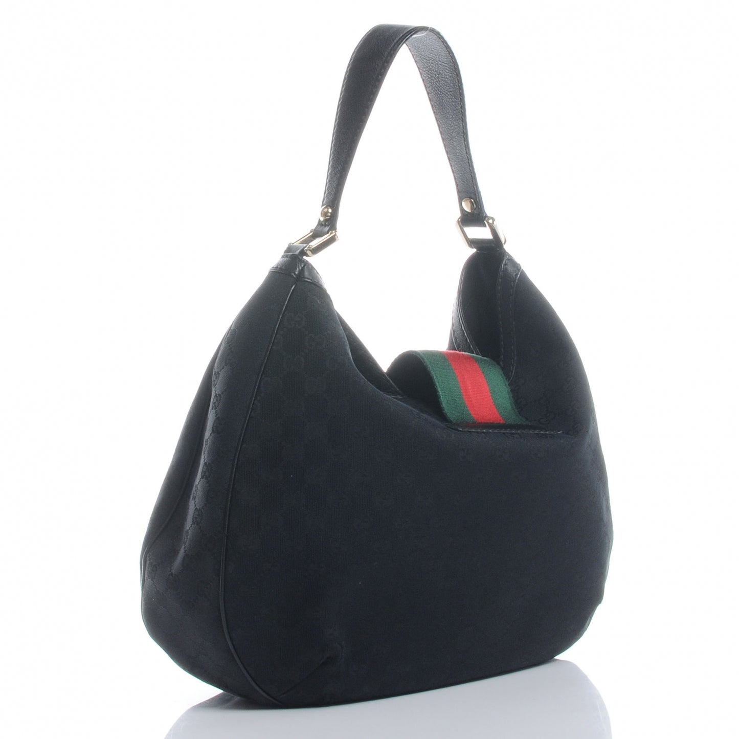 Monogram Ladies Web Large Hobo Black