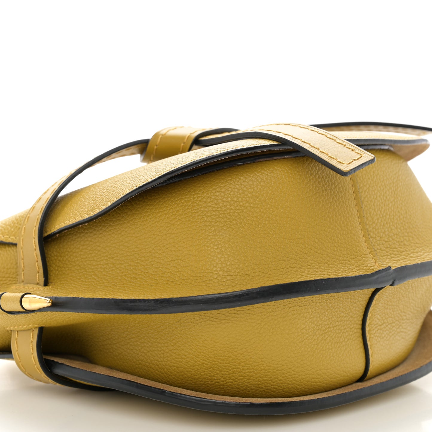 Grained Calfskin Small Gate Crossbody Bag Mustard Yellow