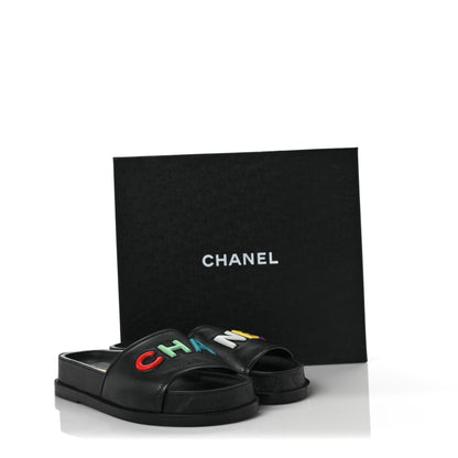 Chanel Lambskin Cha-Nel Mule Sandals 40.5 Black Multicolor 8 of 8