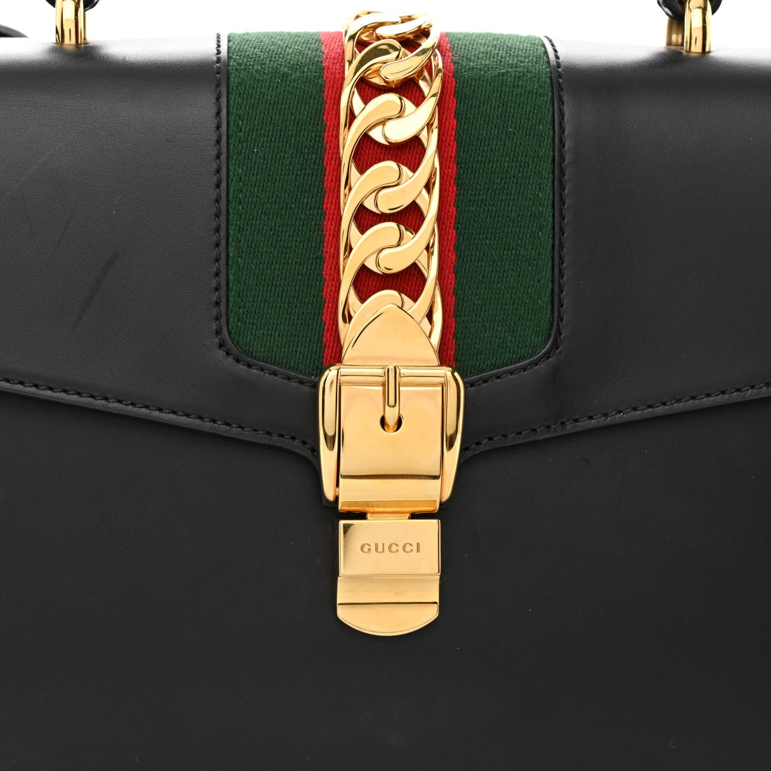 Gucci Calfskin Medium Sylvie Top Handle Bag Black 8 of 15