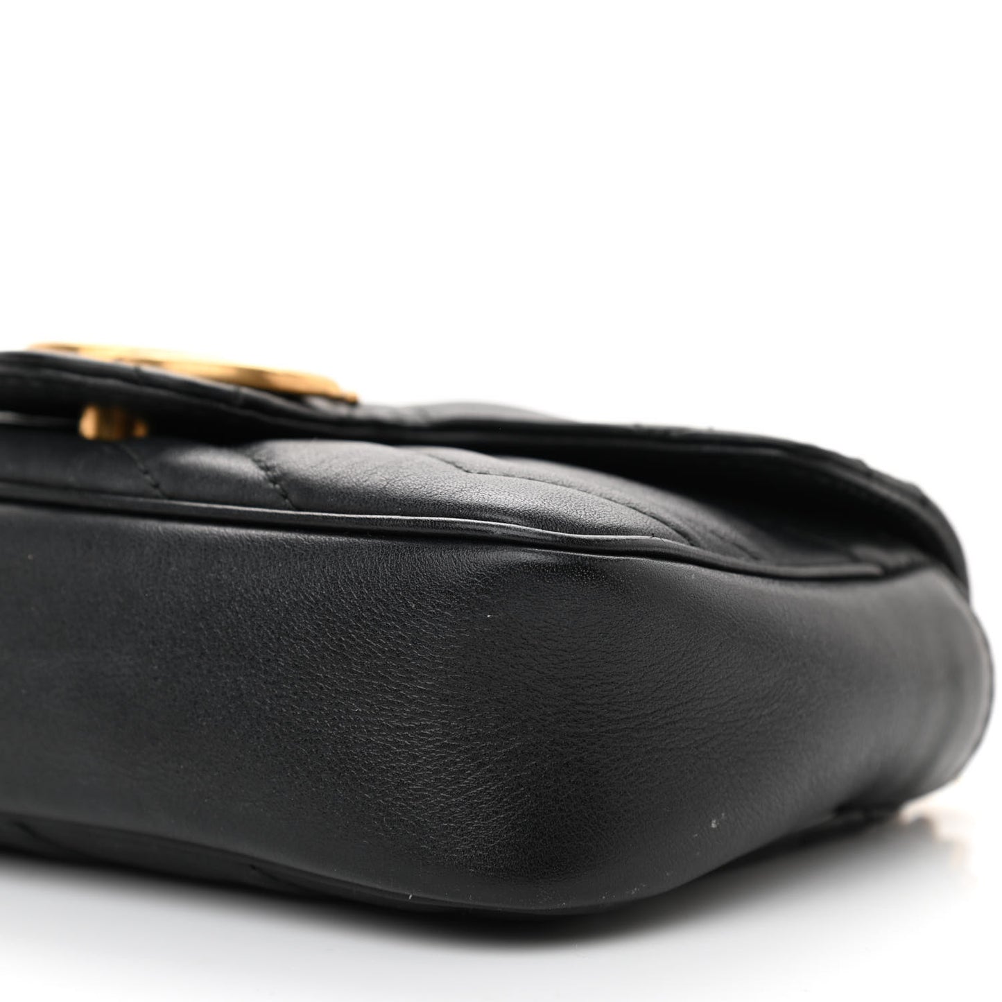 Calfskin Matelasse Super Mini GG Marmont Shoulder Bag Black