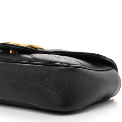 Gucci Calfskin Matelasse Super Mini GG Marmont Shoulder Bag Black 9 of 12