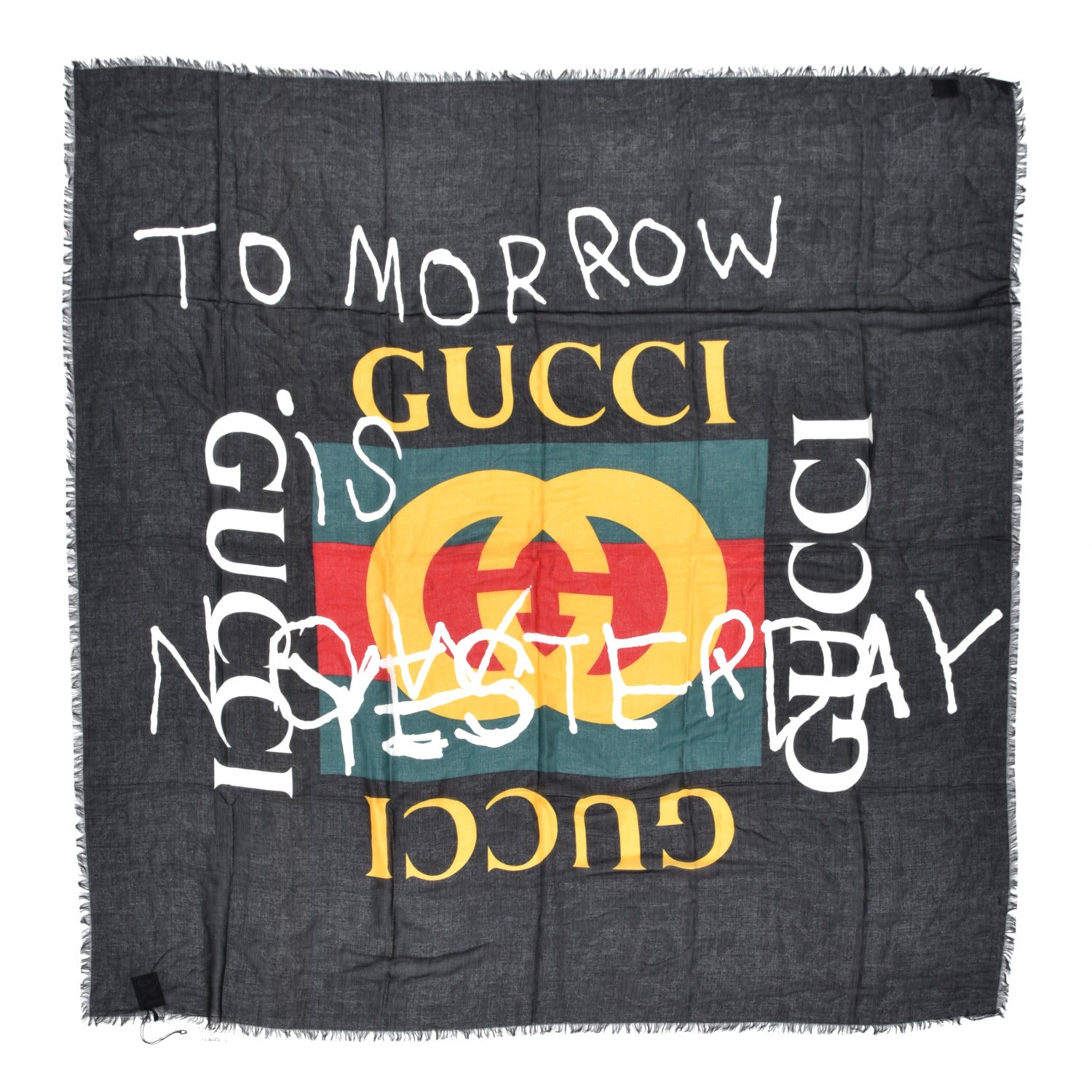 Gucci Modal Silk Coco Capitan Logo Square Scarf Black 1 of 4