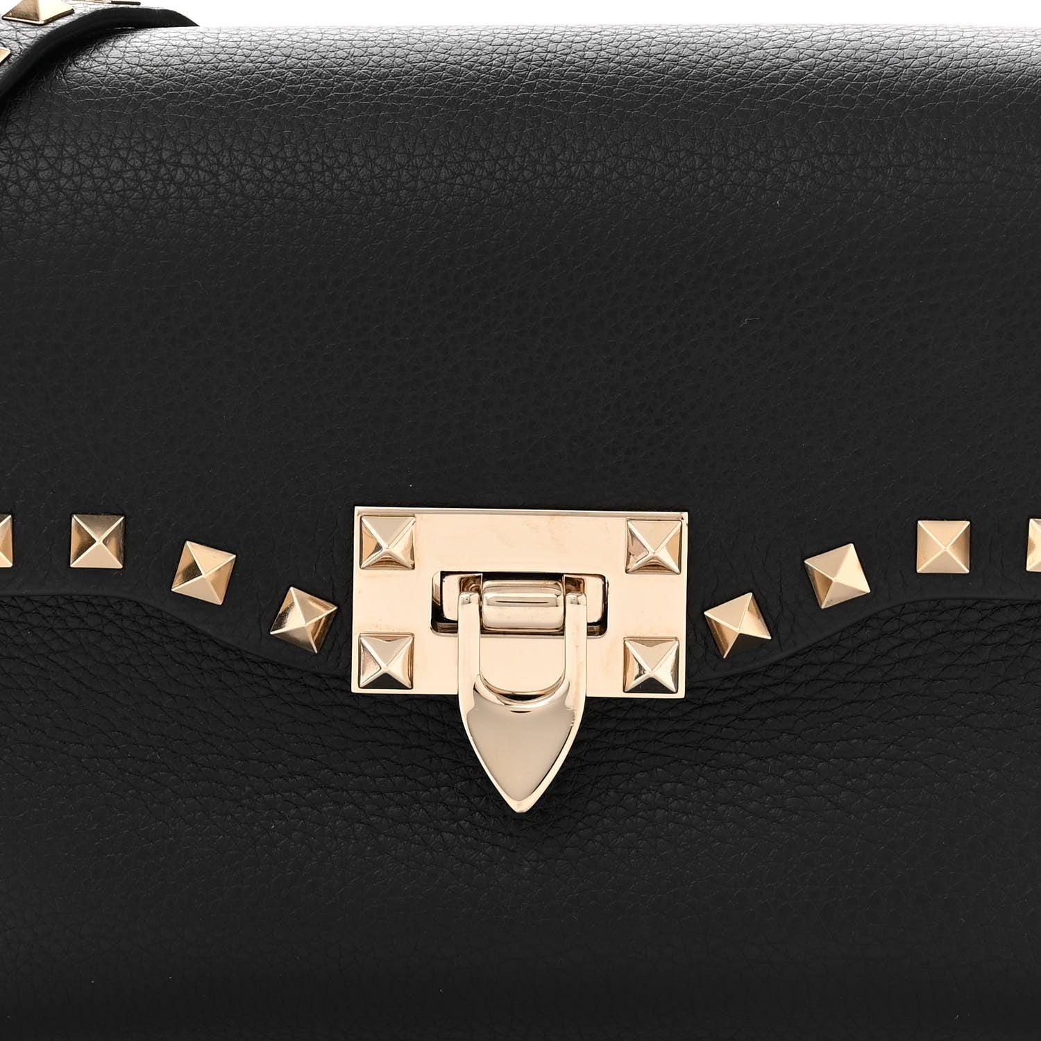 Valentino Garavani Pebbled Calfskin Medium Rockstud Flip Lock Crossbody Bag Black 7 of 11