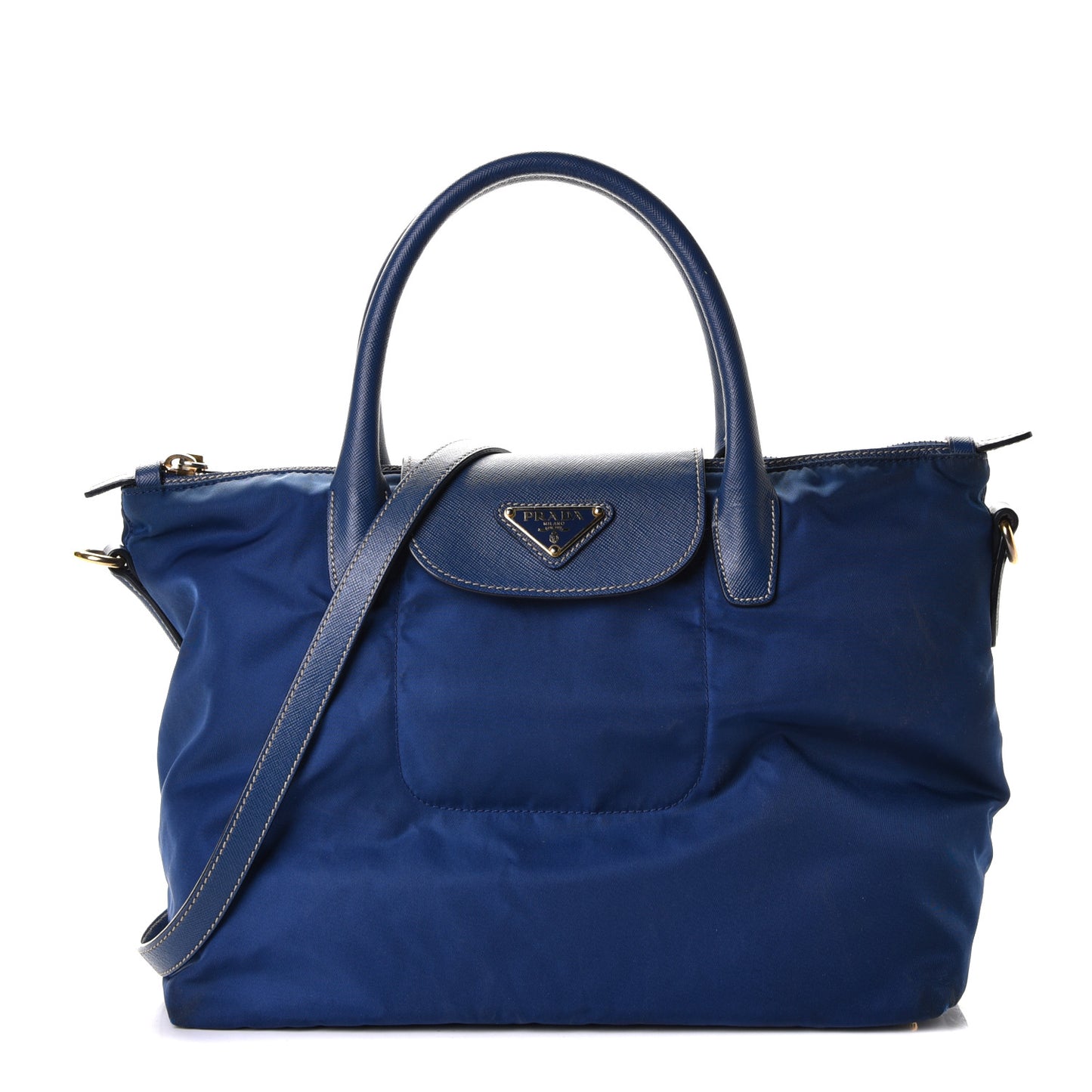 Tessuto Nylon Saffiano Tote Bluette