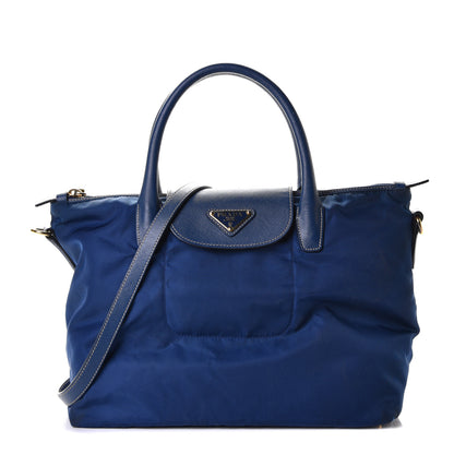Prada Tessuto Nylon Saffiano Tote Bluette 1 of 6