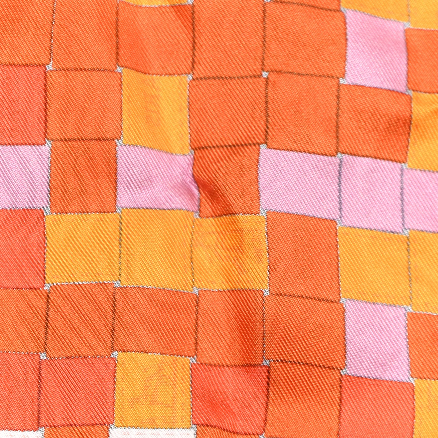 Silk Bolduc Au Carre Coeur Pocket Scarf Orange Vieux Rose