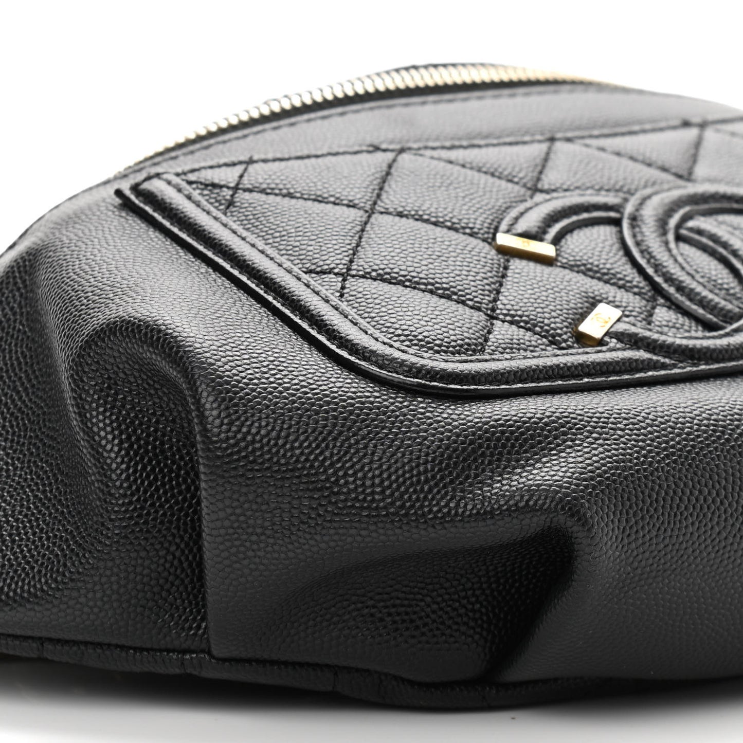 Caviar Quilted Filigree Waist Bag Black