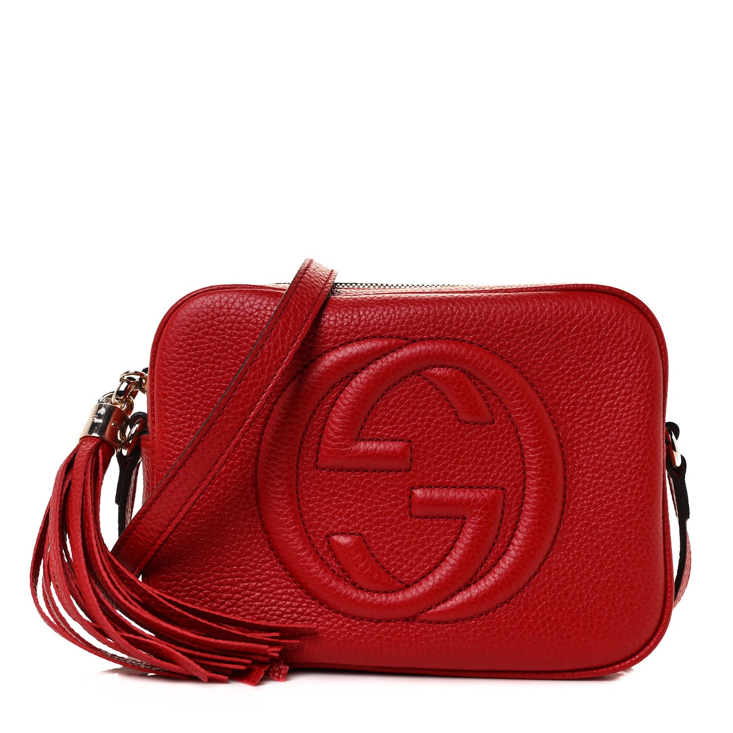 Pebbled Calfskin Small Soho Disco Bag Vibrant Red