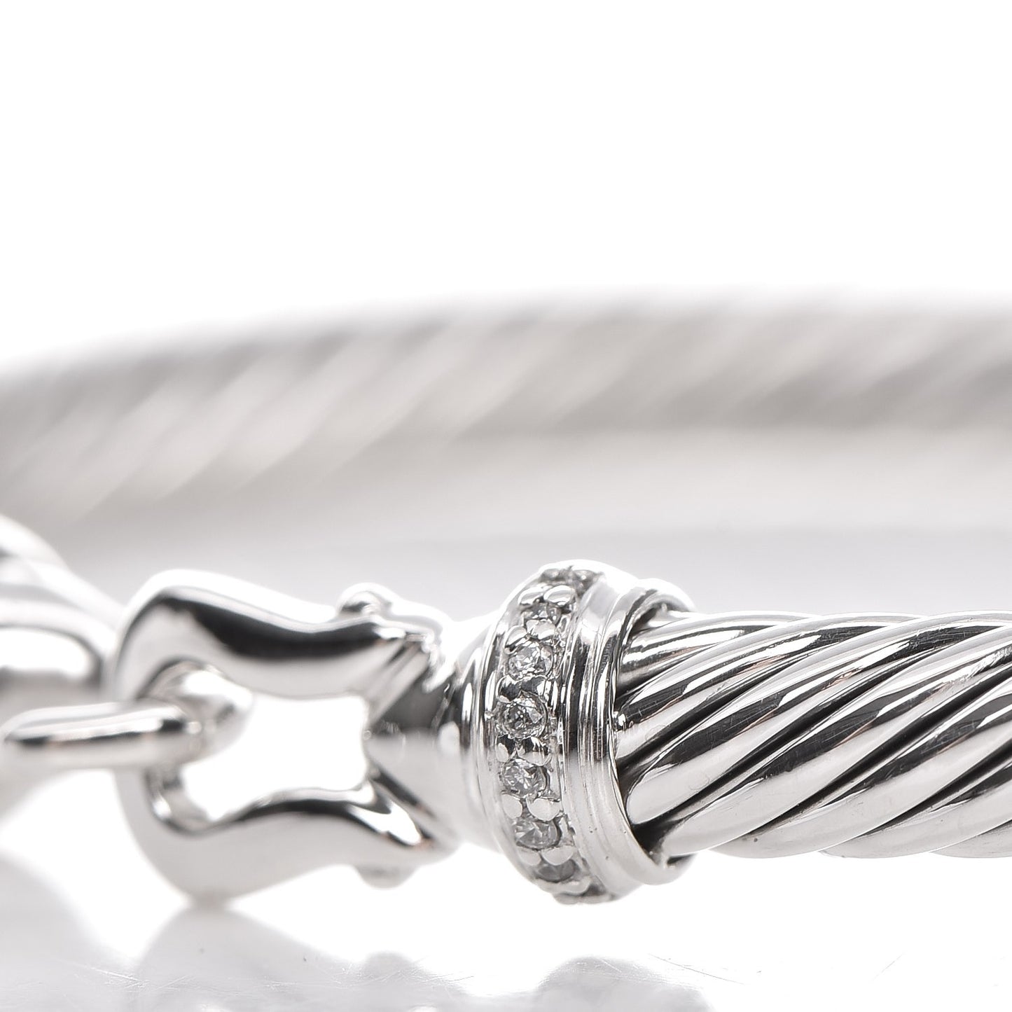 Sterling Silver Diamond 5mm Cable Buckle Bracelet