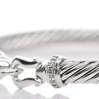 David Yurman Sterling Silver Diamond 5mm Cable Buckle Bracelet 4 of 5