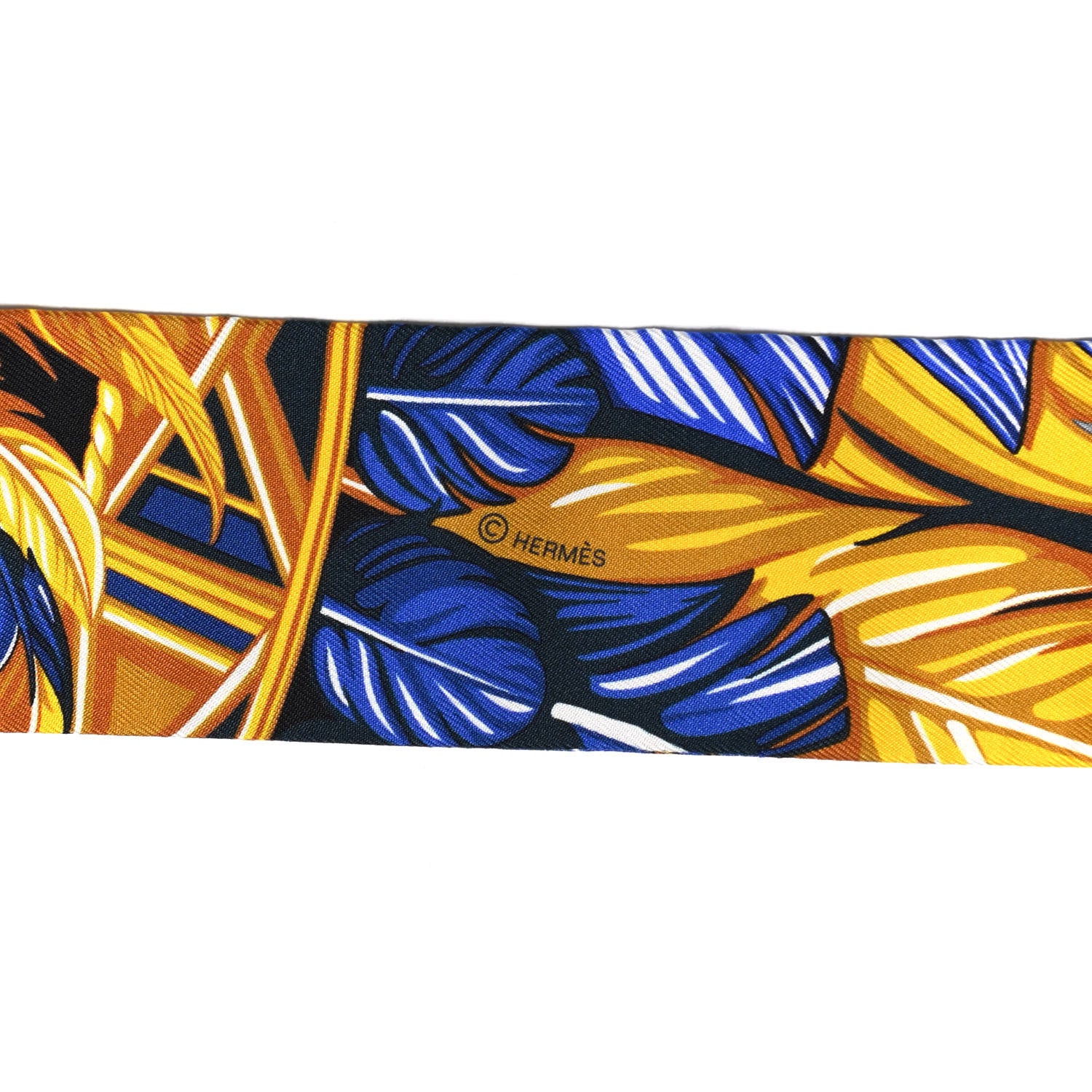 Hermes Silk La Danse Pacifique Twilly Bleu Nuit Jaune Vif 3 of 4