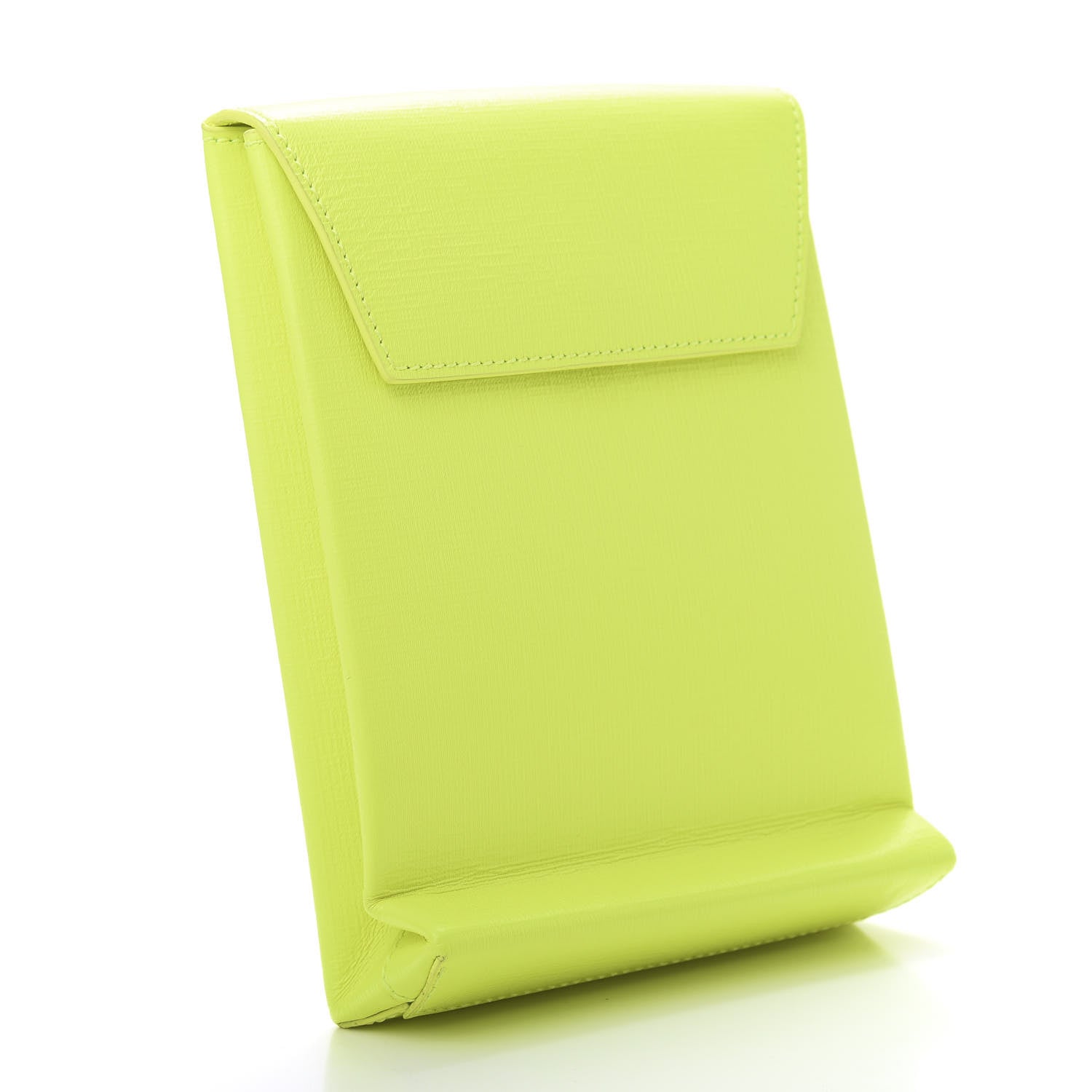 Balenciaga Squared Calfskin Logo Shopping Envelope Clutch Acid Green 3 of 7