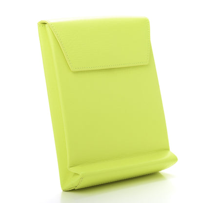 Balenciaga Squared Calfskin Logo Shopping Envelope Clutch Acid Green 3 of 7