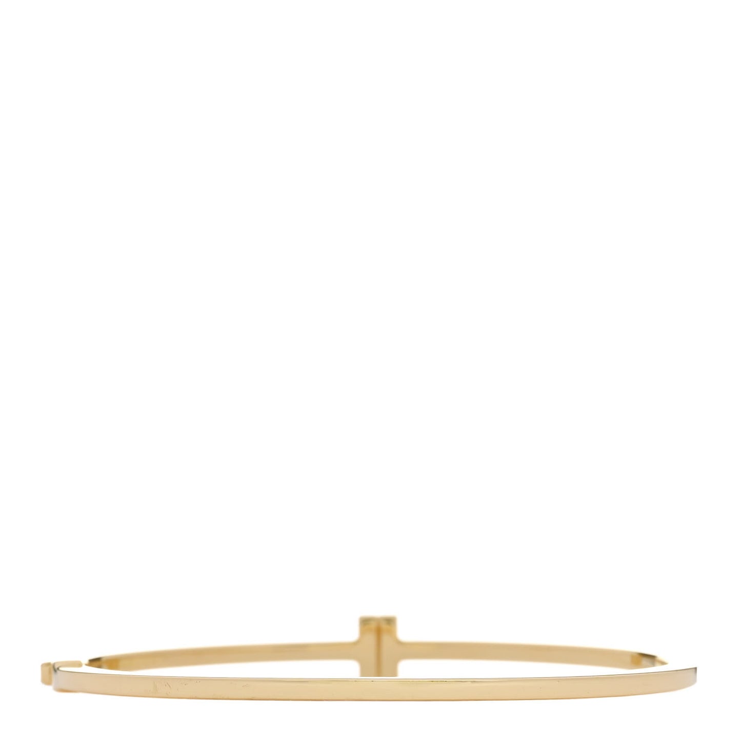 18K Yellow Gold Diamond T Hinged Wire Bangle Bracelet