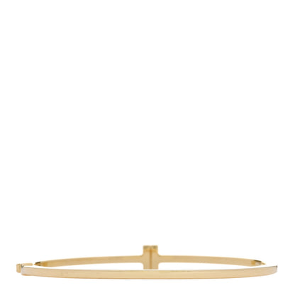 Tiffany 18K Yellow Gold Diamond T Hinged Wire Bangle Bracelet 2 of 3