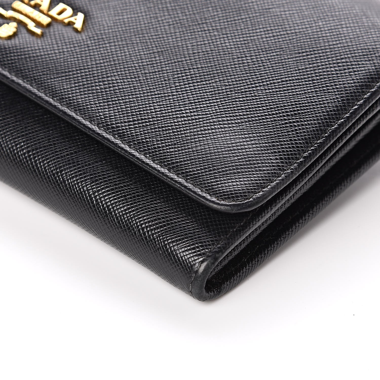 Prada Saffiano Metal Flap Wallet With Strap Black 10 of 11