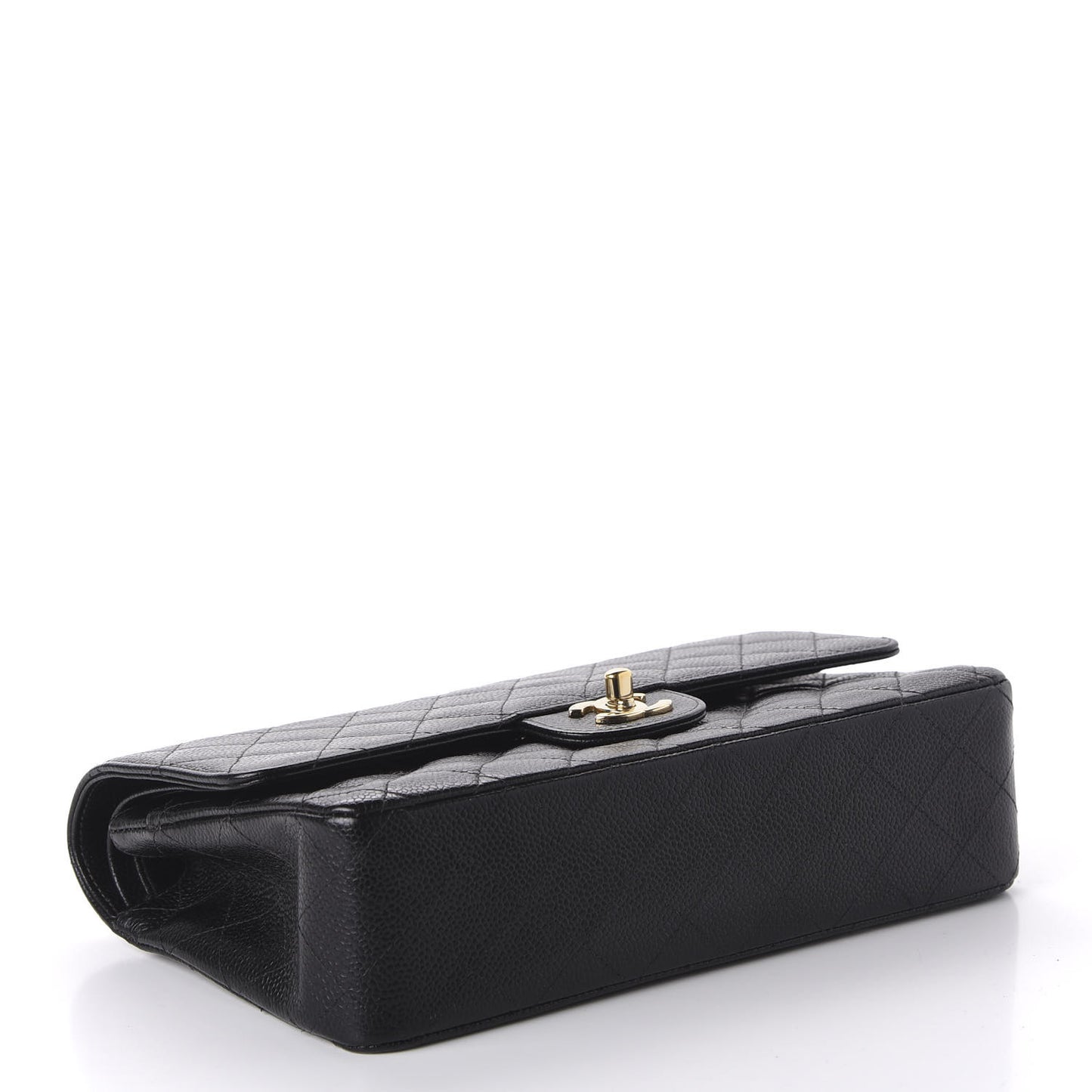 Caviar Quilted Medium Double Flap Black