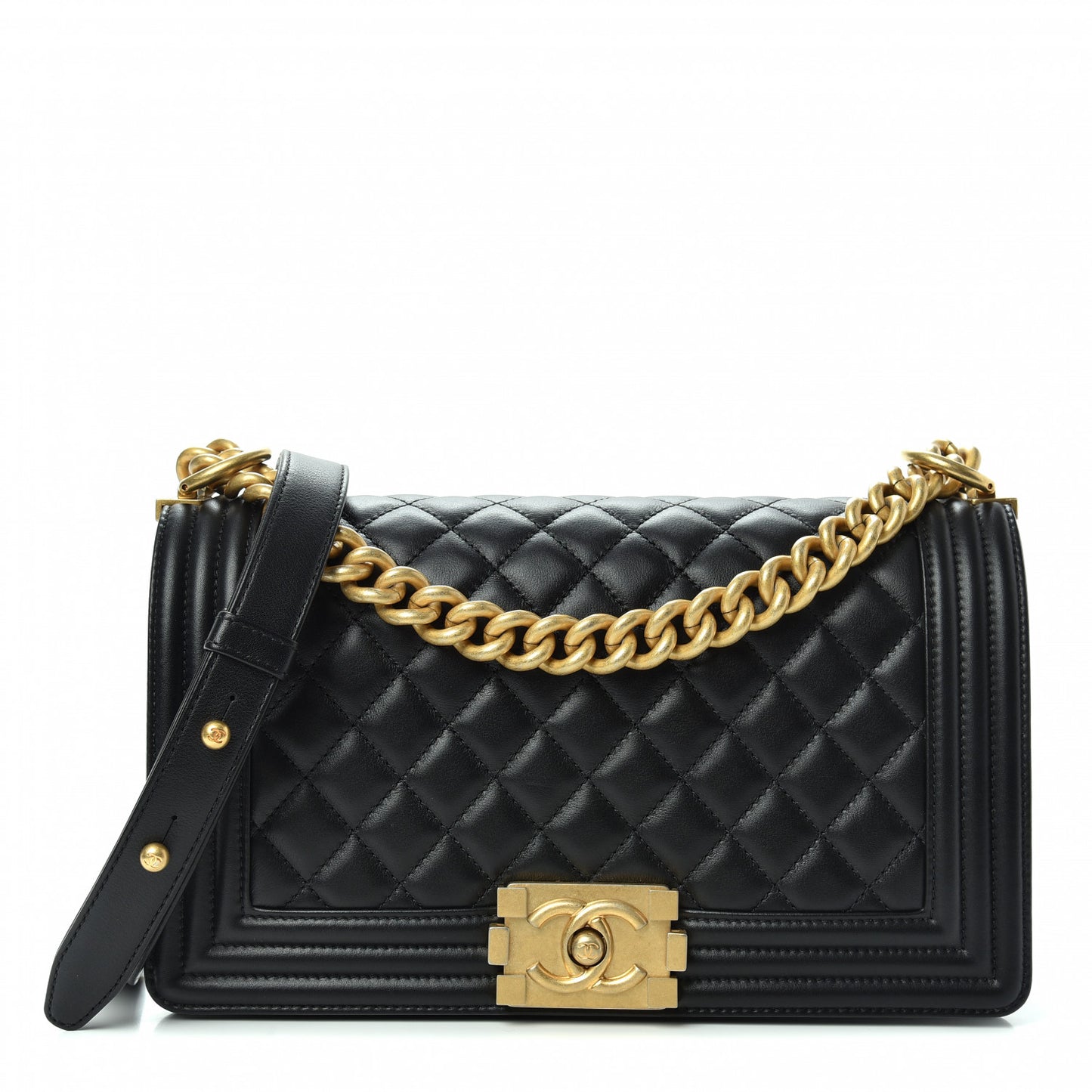 Calfskin Quilted Medium Boy Flap Black