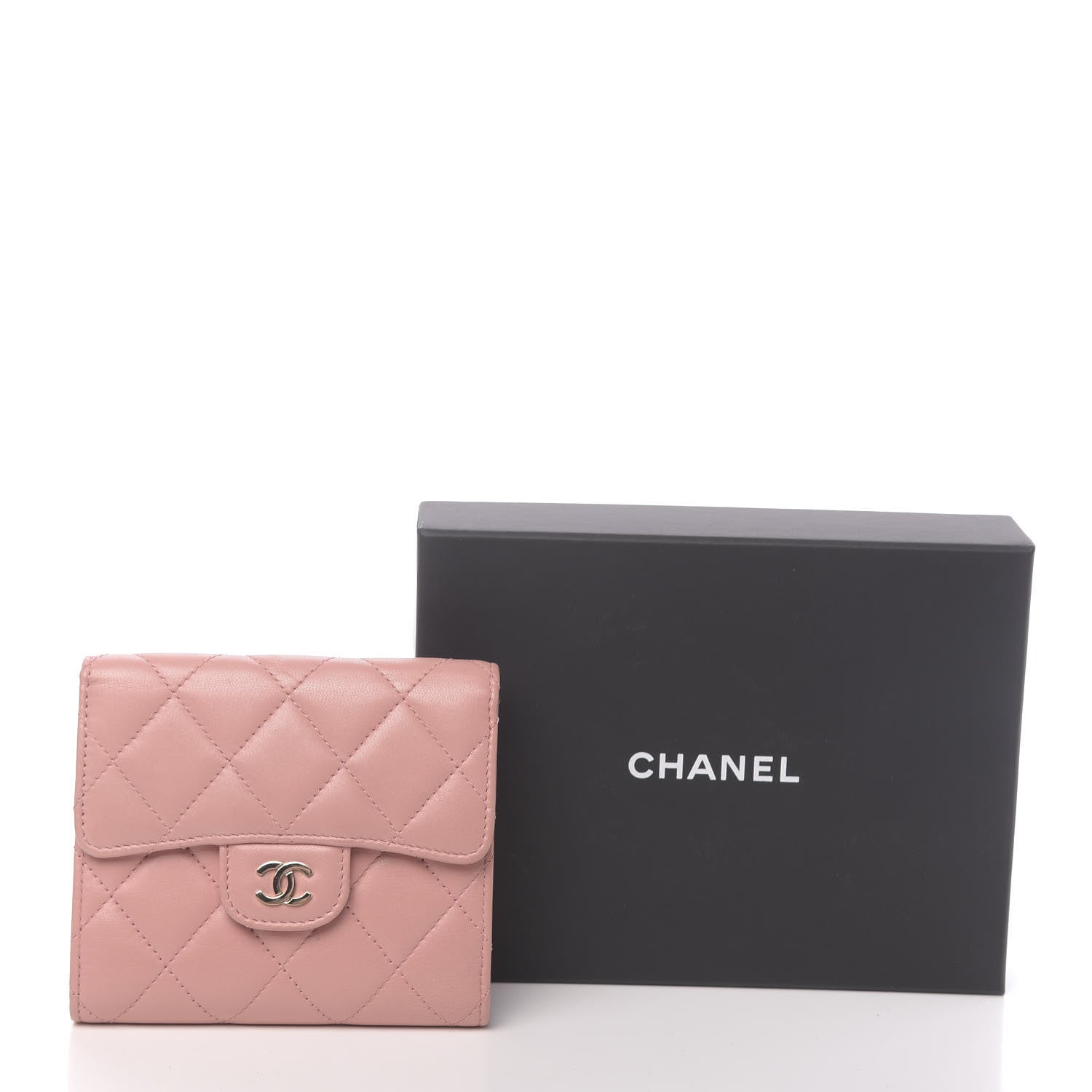 Chanel Lambskin Quilted Small Compact Wallet Pink 10 of 10