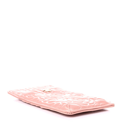 Chanel Caviar Camellia Embossed Classic Flat Wallet Pouch Pink 4 of 7