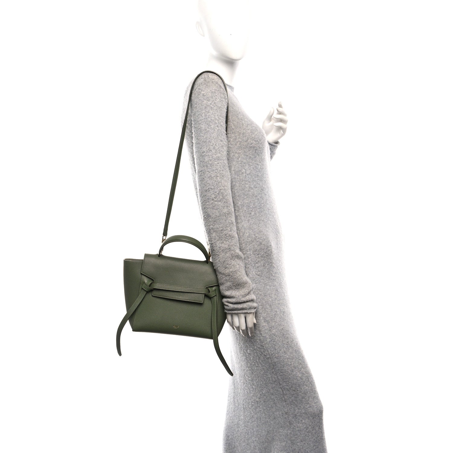 Celine Grained Calfskin Micro Belt Bag Army Green 2 of 10