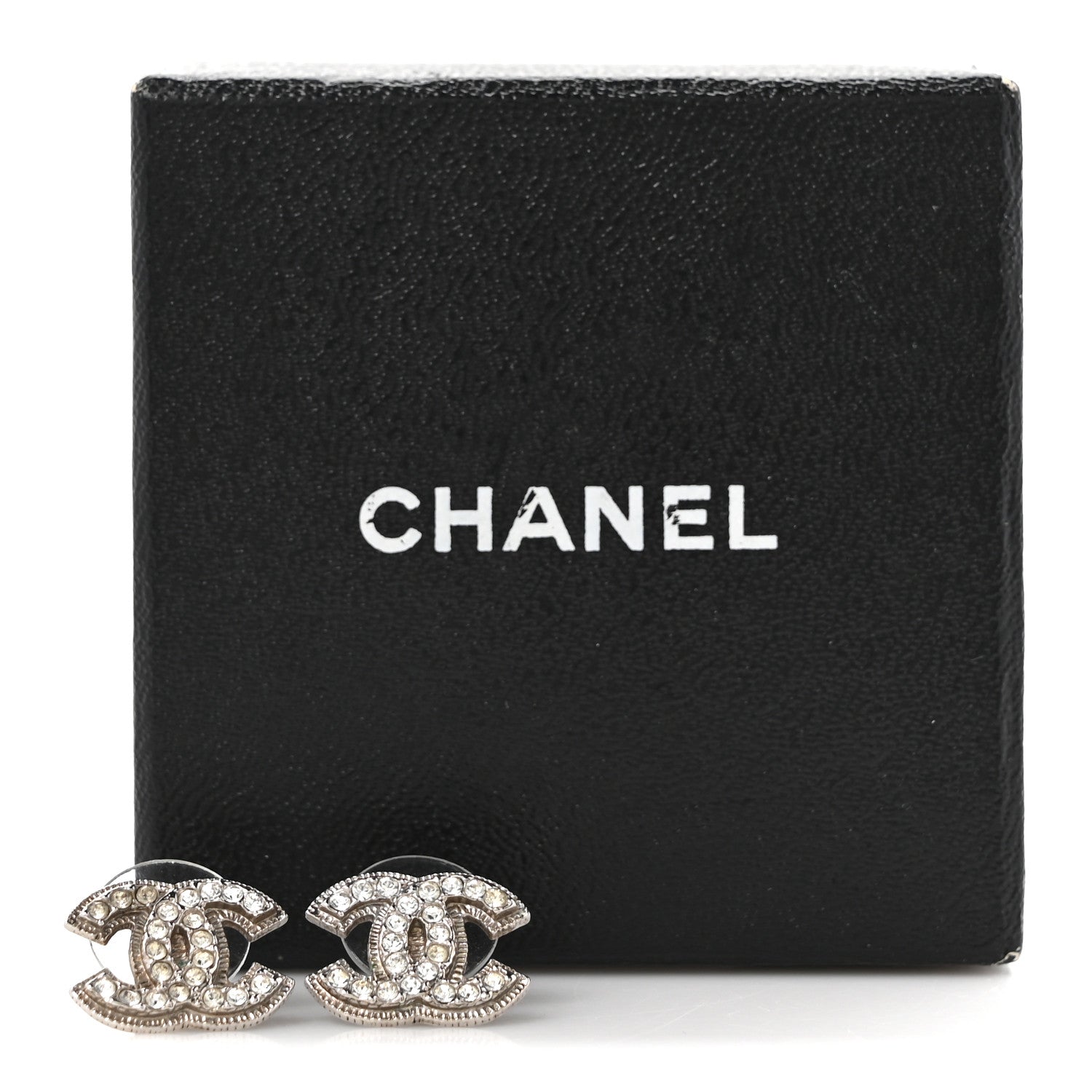 Chanel Crystal Timeless CC Earrings Silver 5 of 5