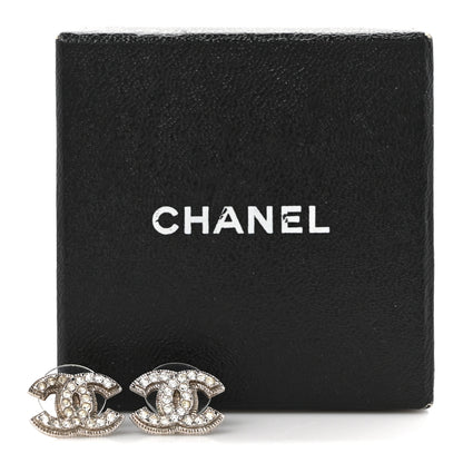 Chanel Crystal Timeless CC Earrings Silver 5 of 5