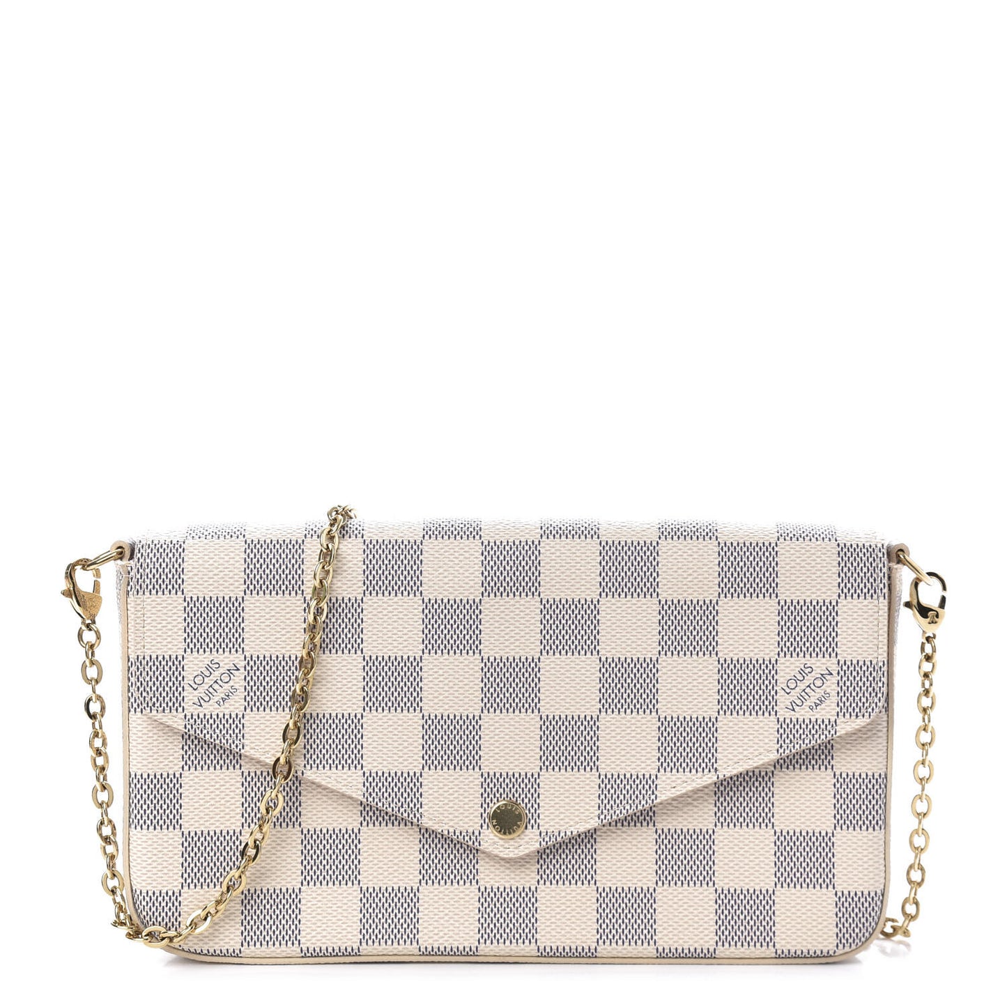 Damier Azur Pochette Felicie Chain Wallet Rose Ballerine